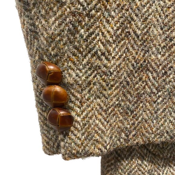 Vintage Brown Herringbone Harris Tweed Jacket - Picture 11 of 12